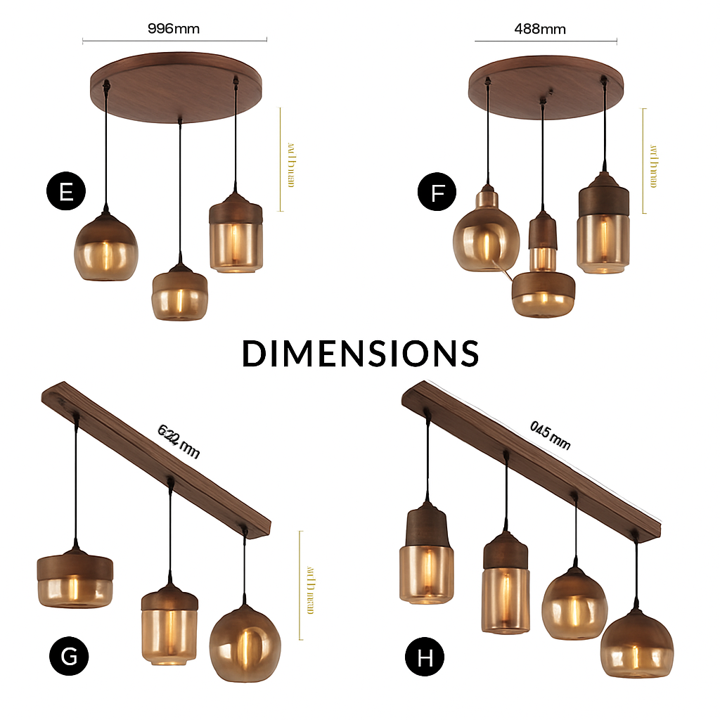 Suspension design en bois et verre Loft Retro - vue 13 sur 13