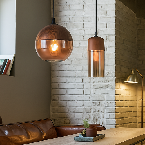 Suspension design en bois et verre Loft Retro - vue 4 sur 13