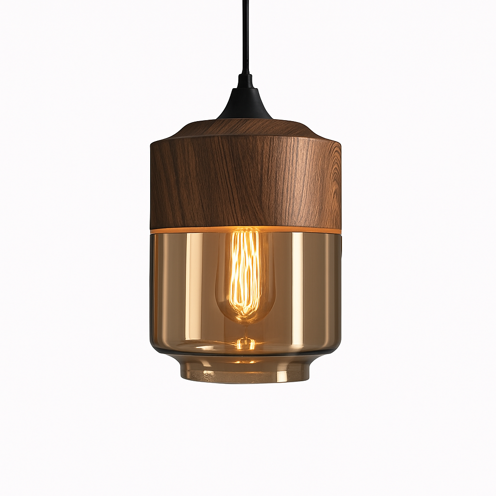 Suspension design en bois et verre Loft Retro - vue 4 sur 13