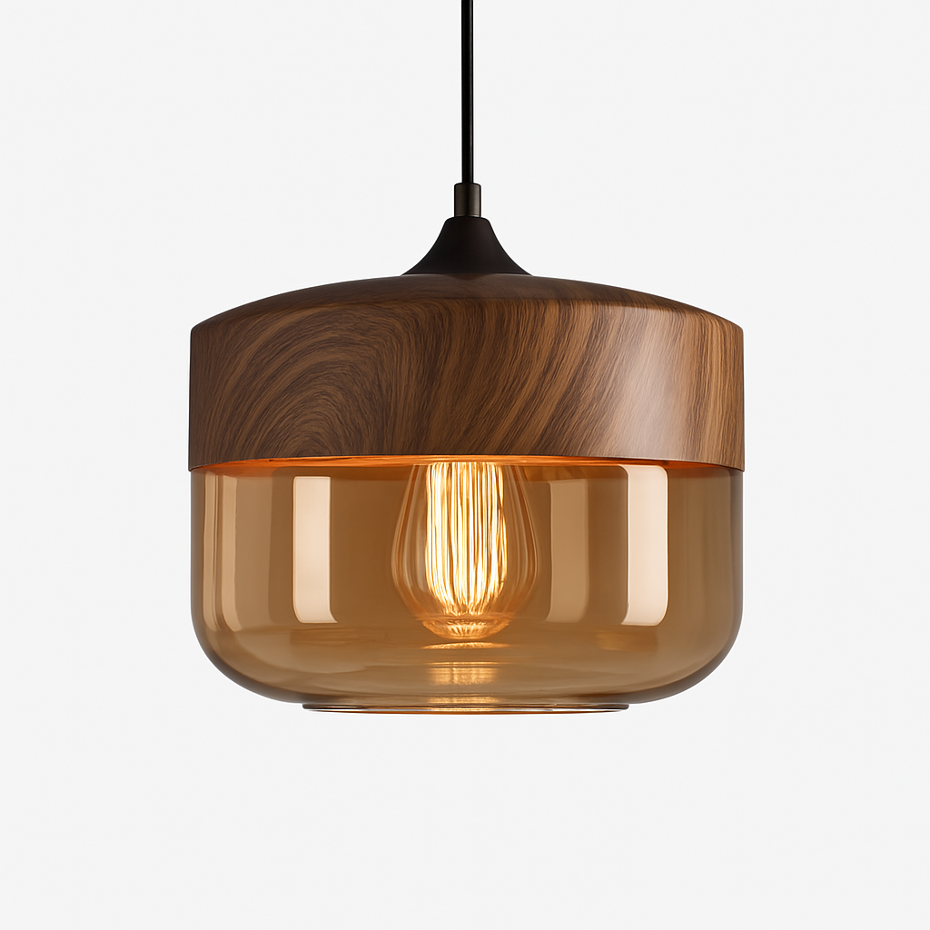 Suspension design en bois et verre Loft Retro - vue 5 sur 13