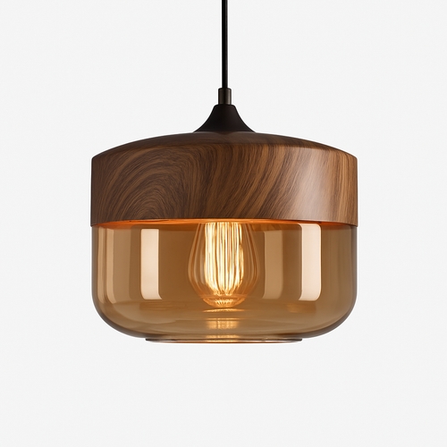 Suspension design en bois et verre Loft Retro - vue 6 sur 13