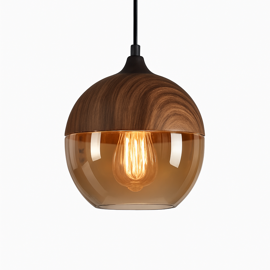 Suspension design en bois et verre Loft Retro - vue 6 sur 13