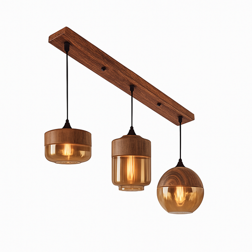 Suspension design en bois et verre Loft Retro - vue 9 sur 13