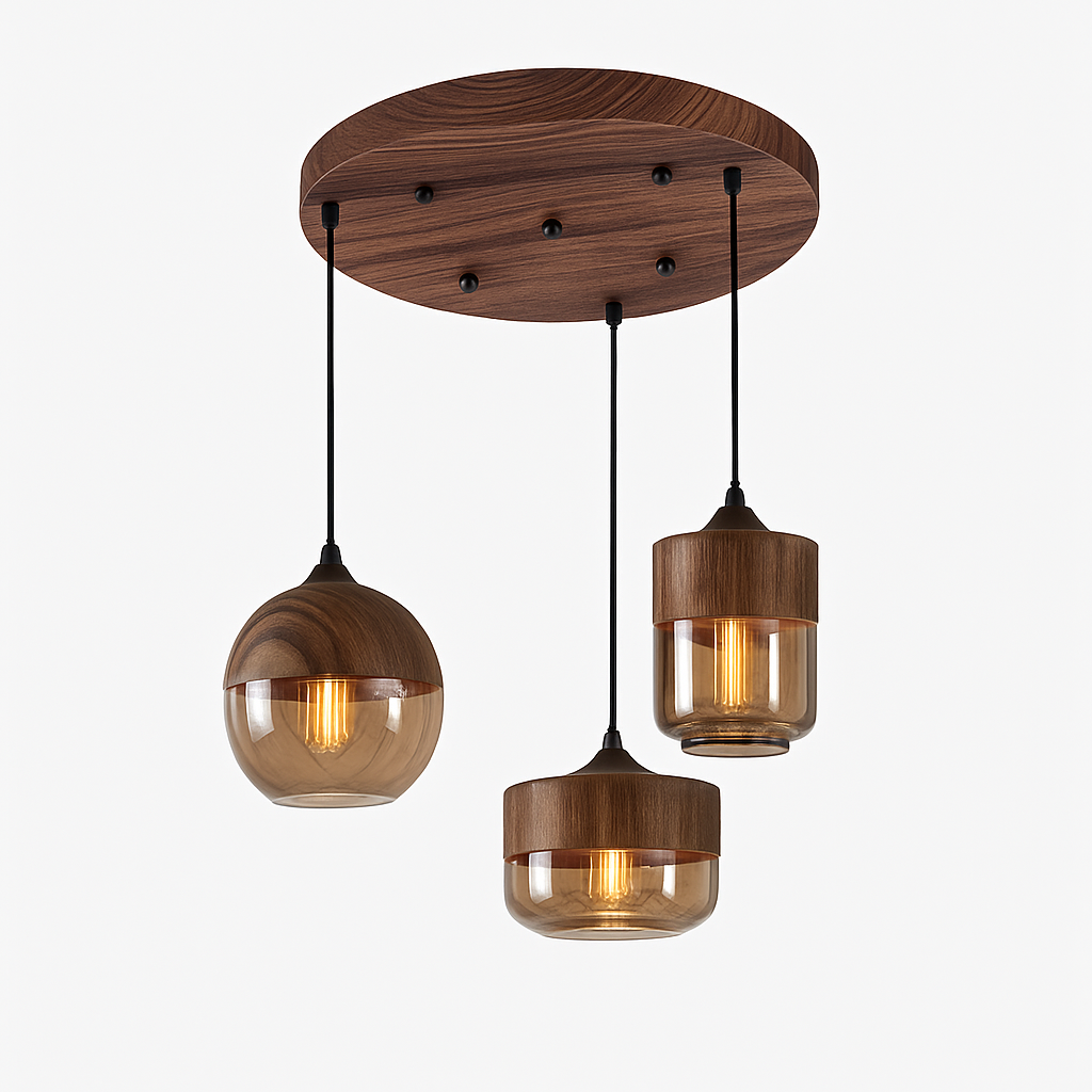 Suspension design en bois et verre Loft Retro - vue 9 sur 13