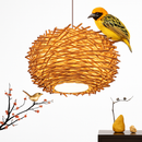 Suspension design en forme de nid d'oiseaux Rattan