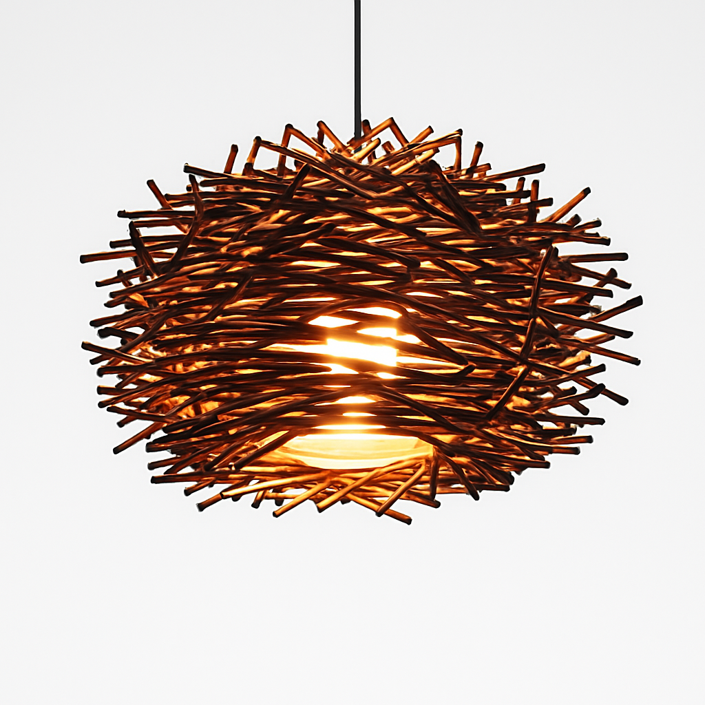Suspension design en forme de nid d'oiseaux Rattan - vue 4 sur 7