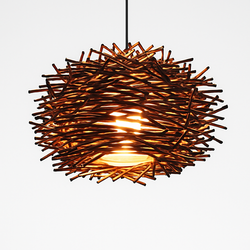 Suspension design en forme de nid d'oiseaux Rattan - vue 5 sur 7