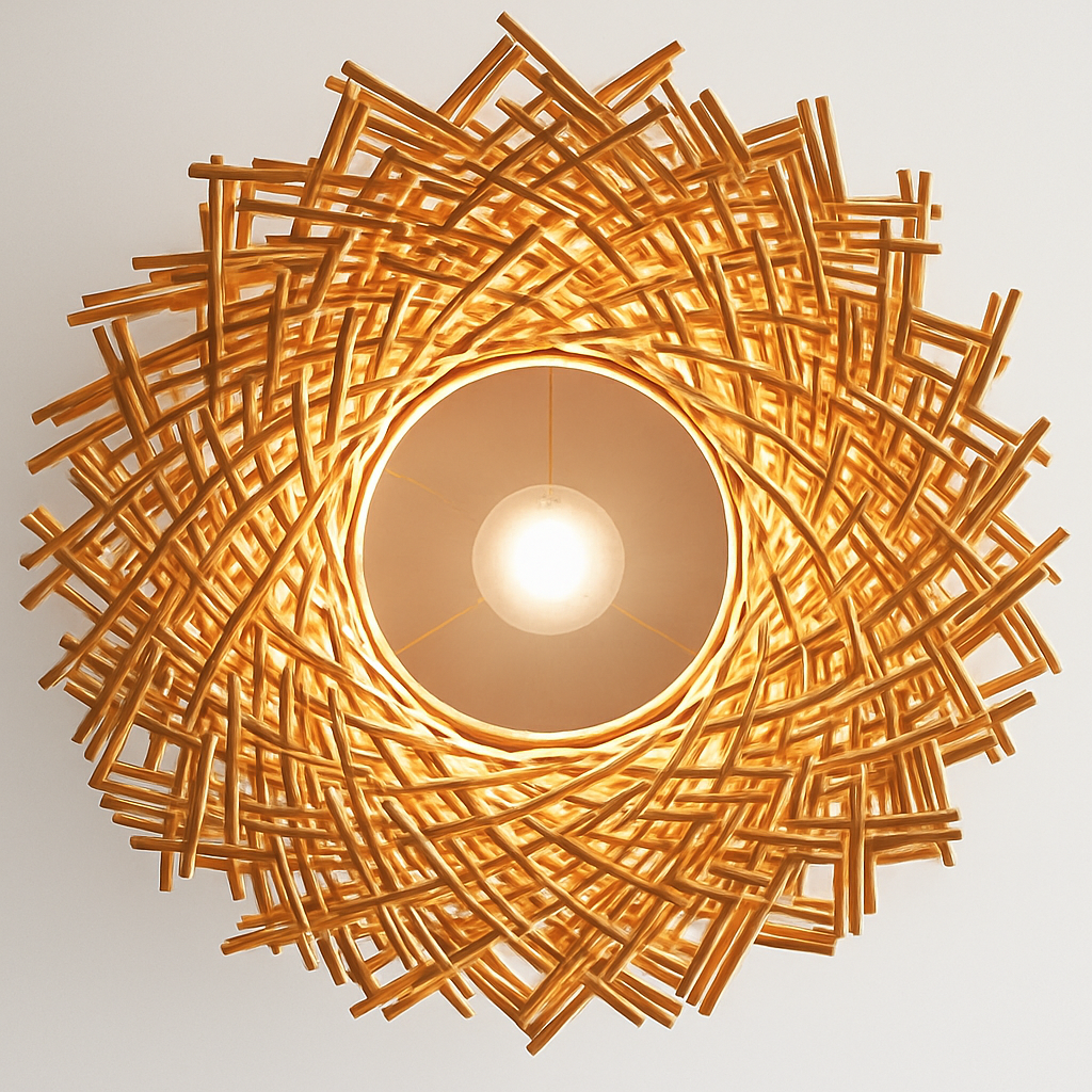 Suspension design en forme de nid d'oiseaux Rattan - vue 5 sur 7