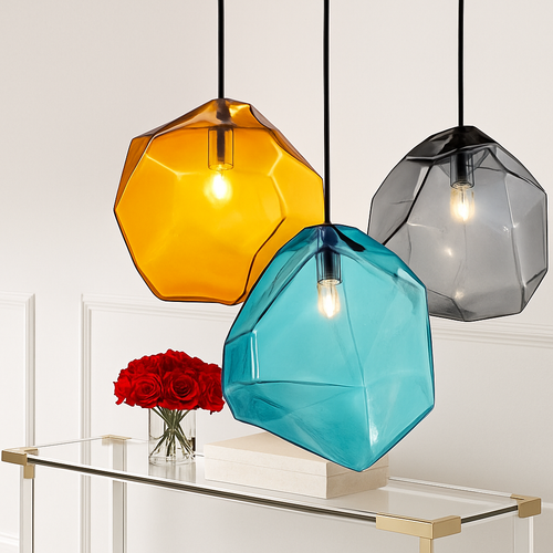 Suspension design en verre géométrique de couleurs - vue 4 sur 8