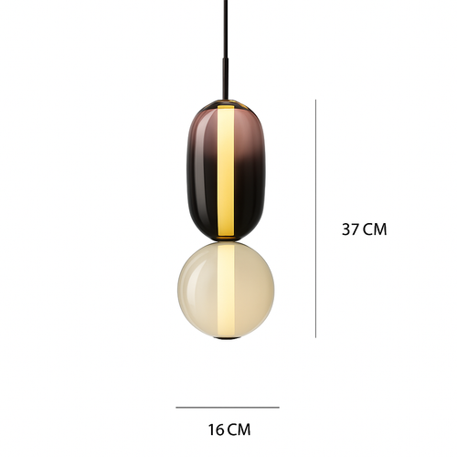 Suspension design en verre style pierres semi-précieuses Nemy