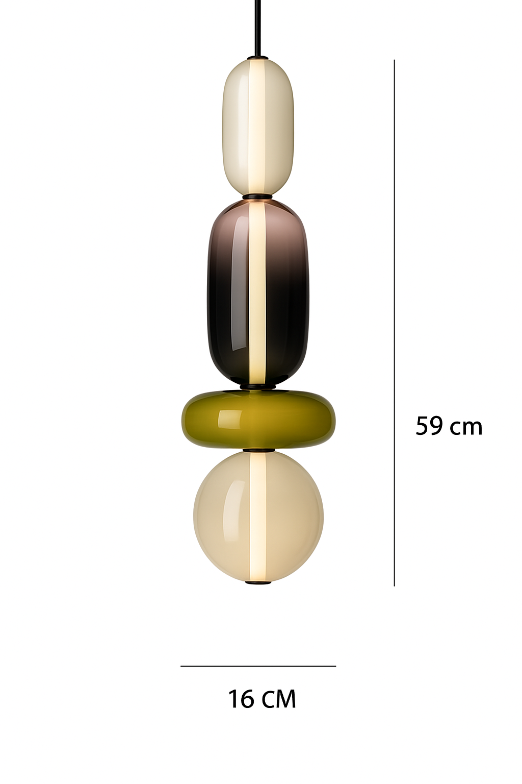 Suspension design en verre style pierres semi-précieuses Nemy - vue 15 sur 19