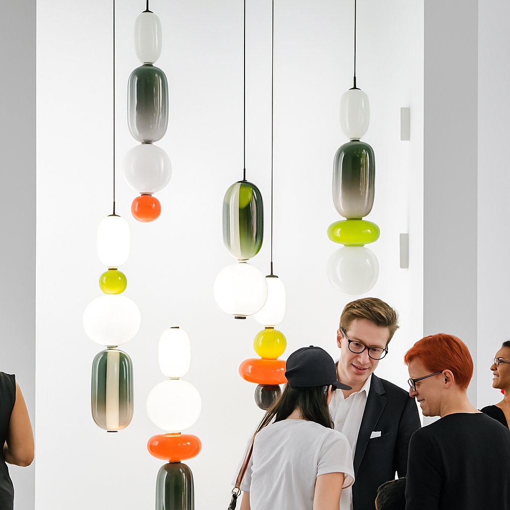 Suspension design en verre style pierres semi-précieuses Nemy - vue 4 sur 19