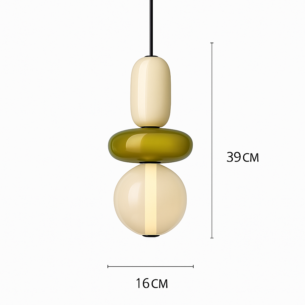 Suspension design en verre style pierres semi-précieuses Nemy - vue 5 sur 19