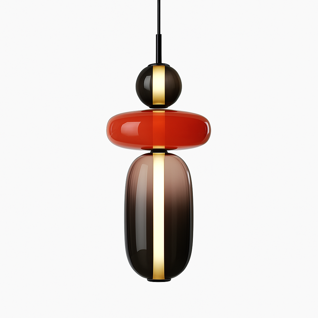 Suspension design en verre style pierres semi-précieuses Nemy - vue 7 sur 19