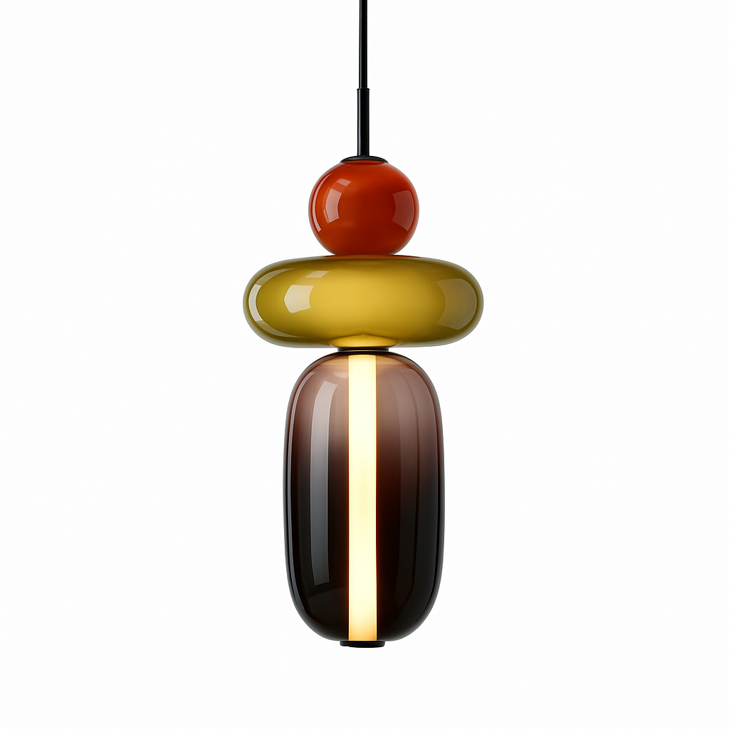 Suspension design en verre style pierres semi-précieuses Nemy - vue 8 sur 19