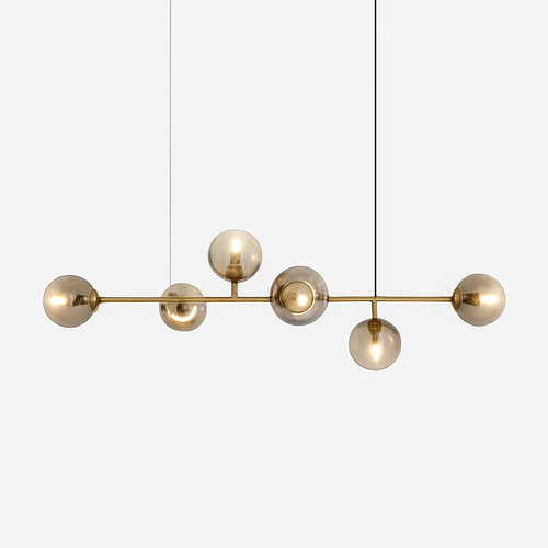 Suspension design LED allongée avec plusieurs abats-jour métal - vue 2 sur 6