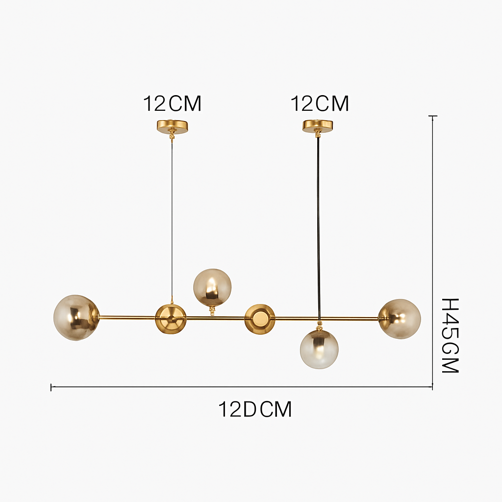 Suspension design LED allongée avec plusieurs abats-jour métal - vue 5 sur 6