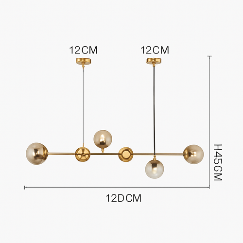 Suspension design LED allongée avec plusieurs abats-jour métal - vue 6 sur 6