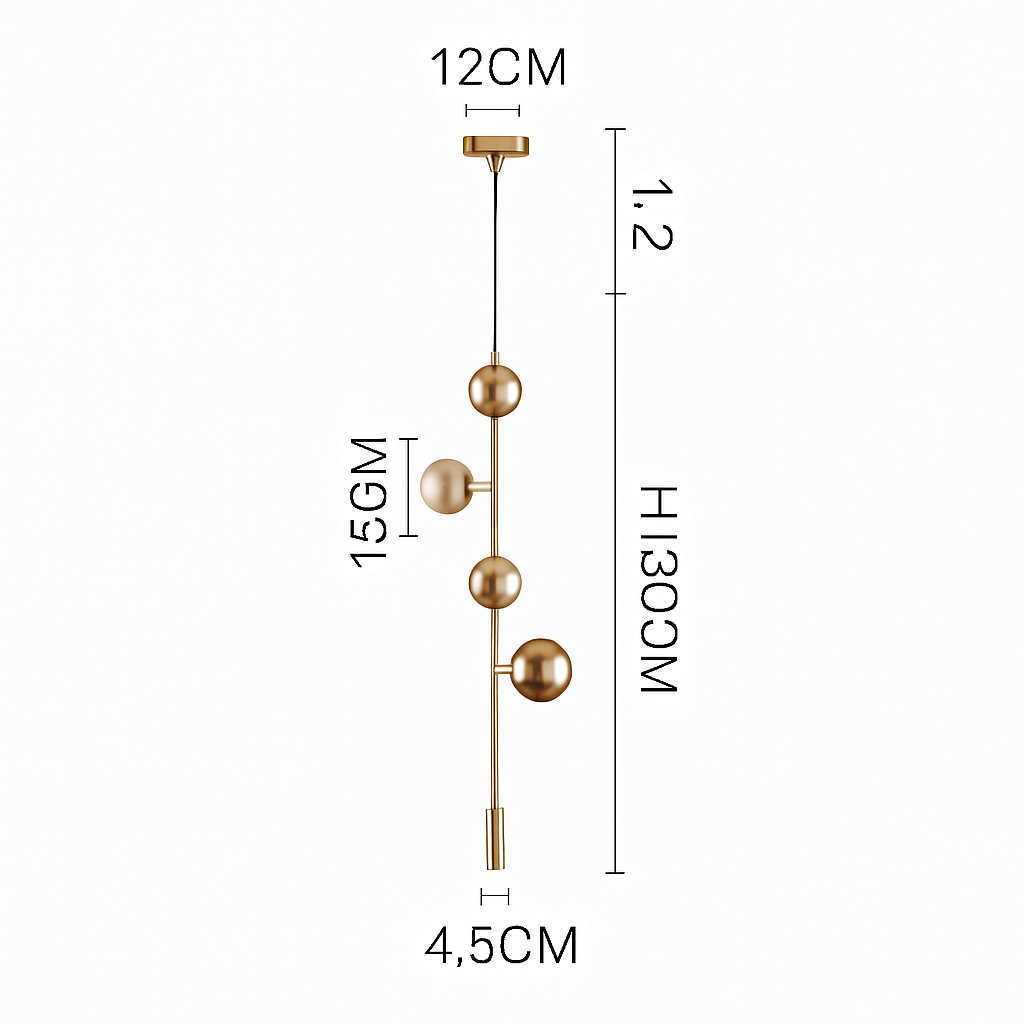 Suspension design LED allongée avec plusieurs abats-jour métal