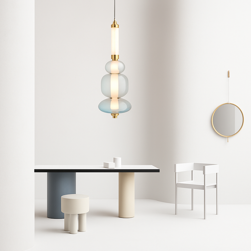 Suspension design à LED allongée en verre aux formes ovales Luxury - vue 3 sur 13