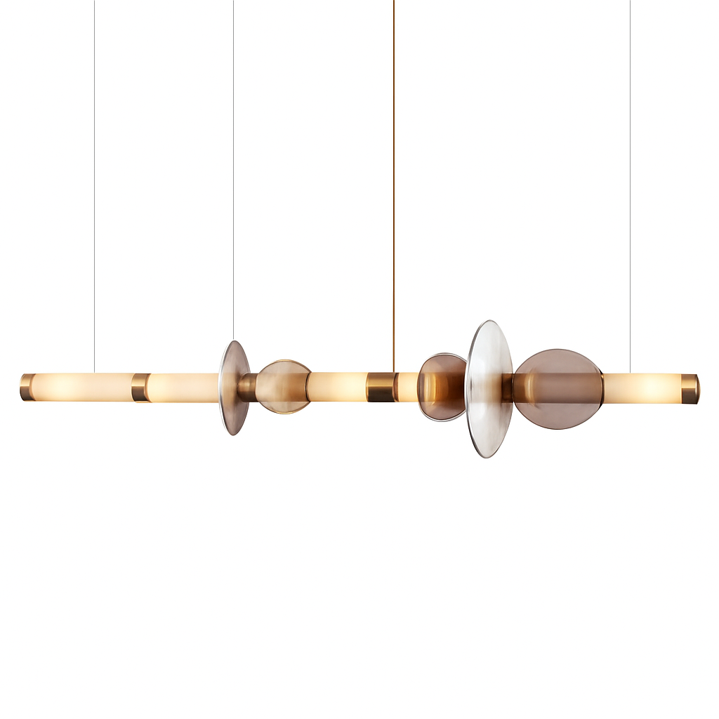Suspension design à LED allongée en verre aux formes ovales Luxury - vue 12 sur 13