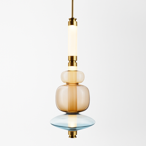 Suspension design à LED allongée en verre aux formes ovales Luxury - vue 5 sur 13