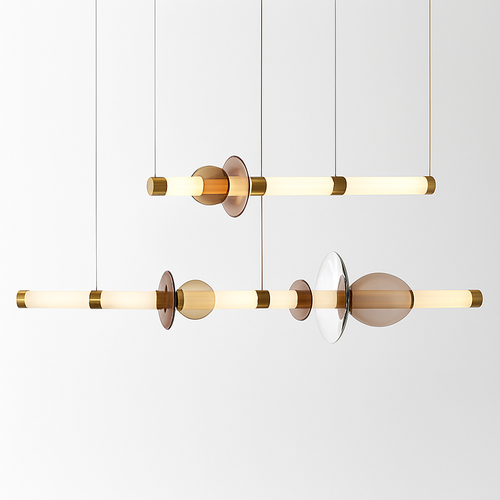 Suspension design à LED allongée en verre aux formes ovales Luxury - vue 2 sur 13