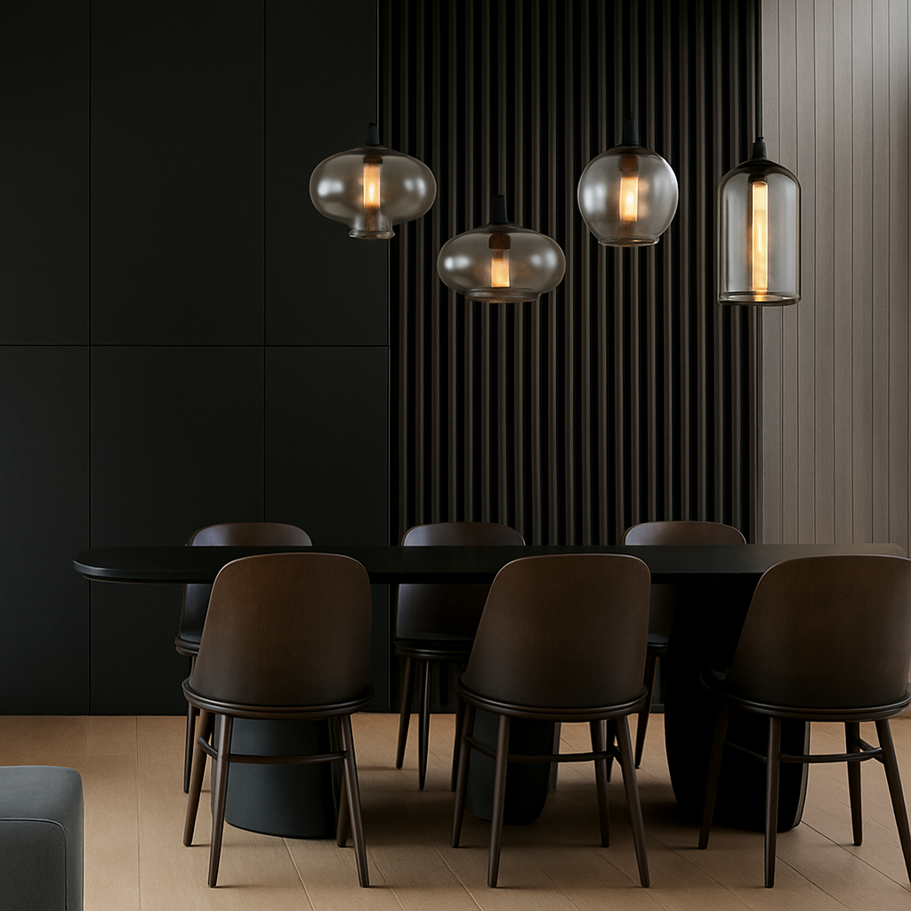 Suspension design LED aux formes arrondies en verre avec ampoule industrielle - vue 4 sur 9