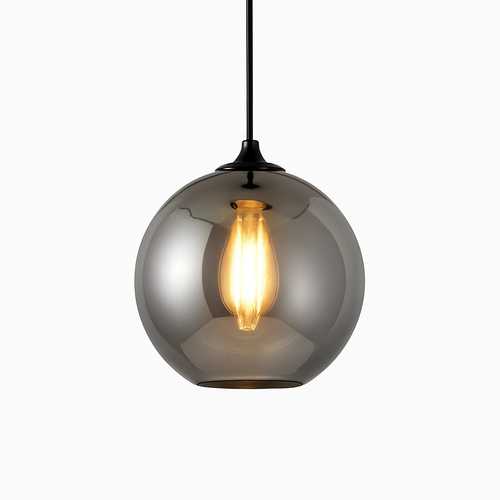 Suspension design LED aux formes arrondies en verre avec ampoule industrielle - vue 8 sur 9
