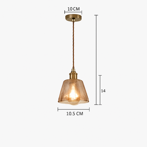 Suspension design à LED avec abat-jour en verre ambré Rétro - vue 13 sur 15