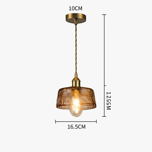 Suspension design à LED avec abat-jour en verre ambré Rétro - vue 14 sur 15