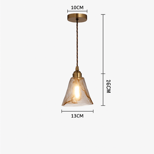 Suspension design à LED avec abat-jour en verre ambré Rétro - vue 15 sur 15