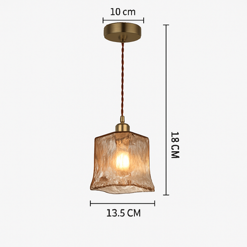 Suspension design à LED avec abat-jour en verre ambré Rétro - vue 16 sur 15