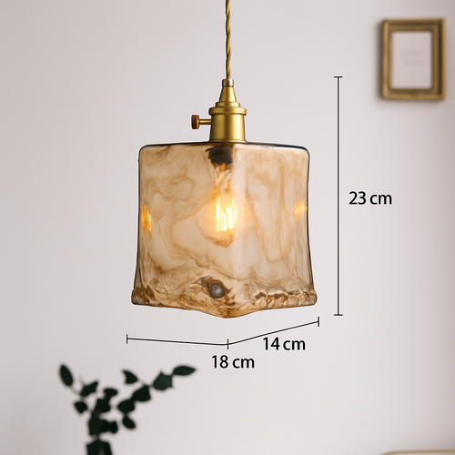 Suspension design à LED avec abat-jour en verre ambré Rétro - vue 8 sur 15
