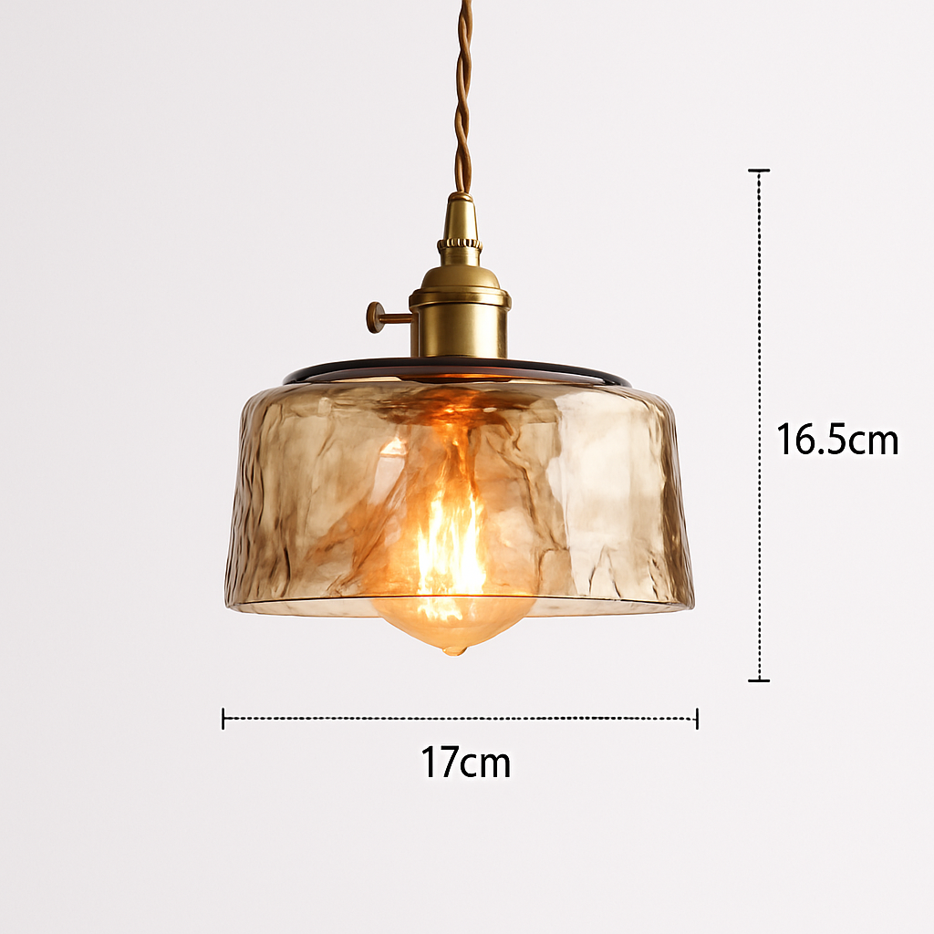 Suspension design à LED avec abat-jour en verre ambré Rétro - vue 9 sur 15