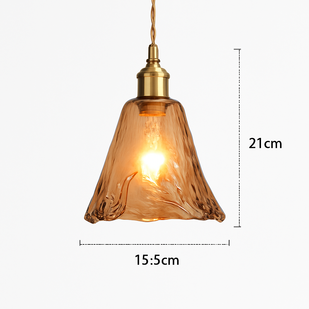 Suspension design à LED avec abat-jour en verre ambré Rétro - vue 10 sur 15
