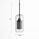 Suspension design LED avec abat-jour industriel et boule en verre Loft