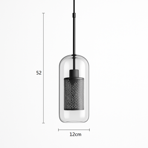 Suspension design LED avec abat-jour industriel et boule en verre Loft - vue 12 sur 19