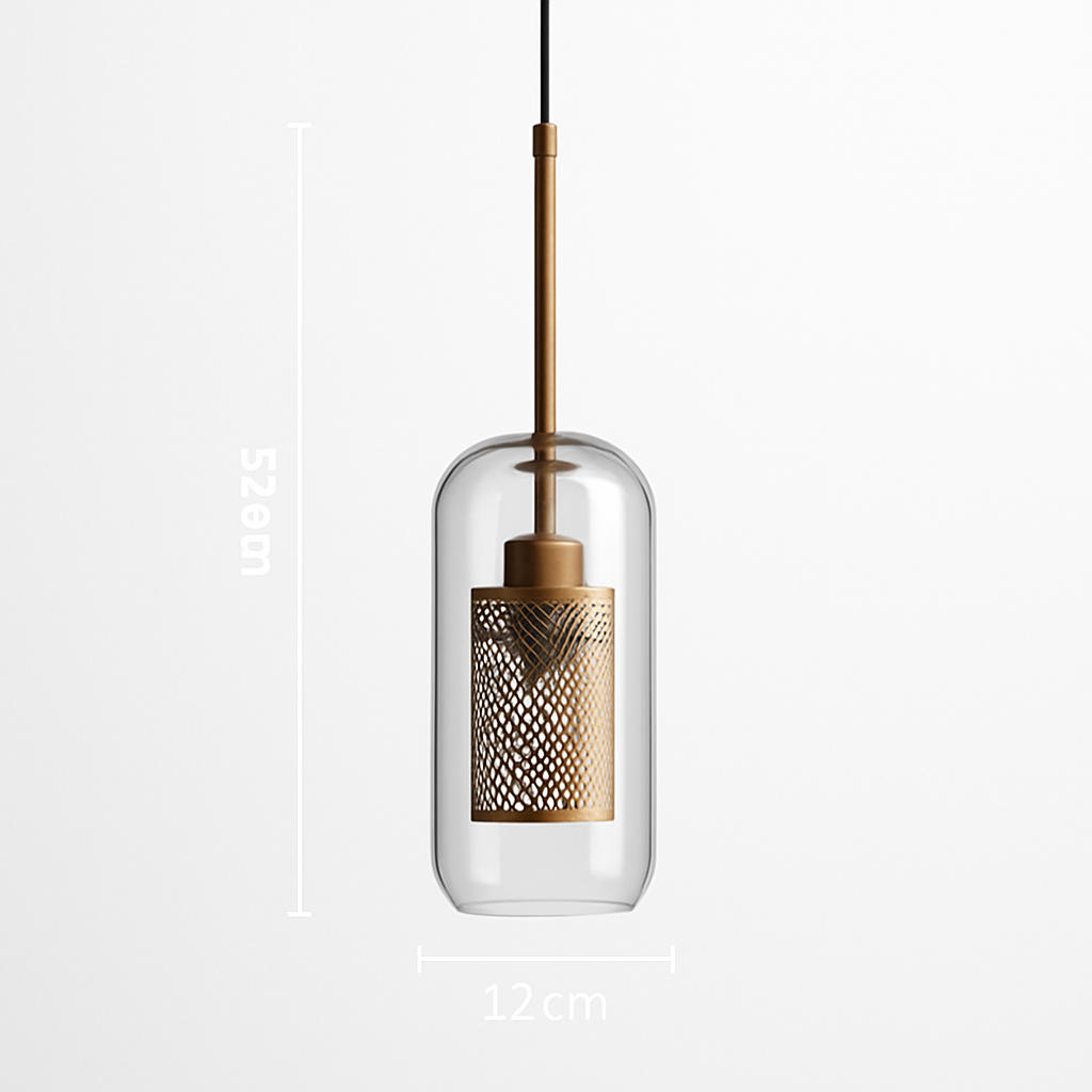 Suspension design LED avec abat-jour industriel et boule en verre Loft - vue 13 sur 19