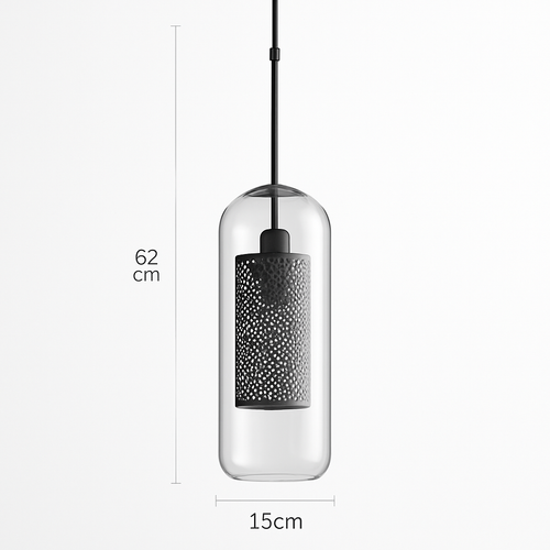Suspension design LED avec abat-jour industriel et boule en verre Loft - vue 16 sur 19