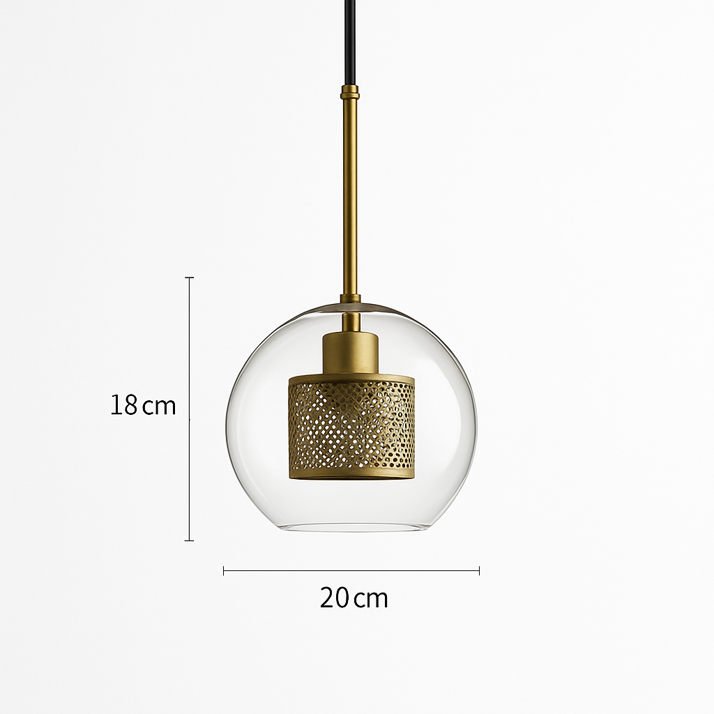 Suspension design LED avec abat-jour industriel et boule en verre Loft - vue 16 sur 19