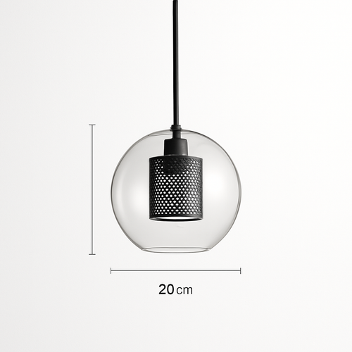 Suspension design LED avec abat-jour industriel et boule en verre Loft - vue 20 sur 19