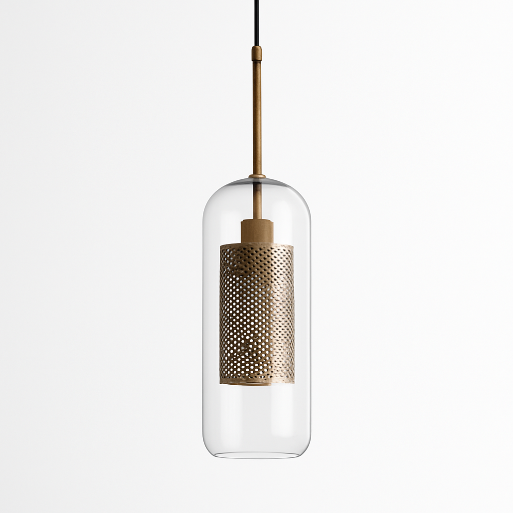 Suspension design LED avec abat-jour industriel et boule en verre Loft - vue 9 sur 19