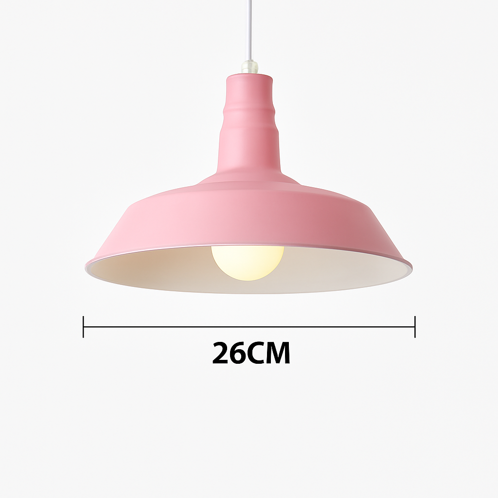 Suspension design LED avec abat-jour macaron coloré Loft - vue 6 sur 9