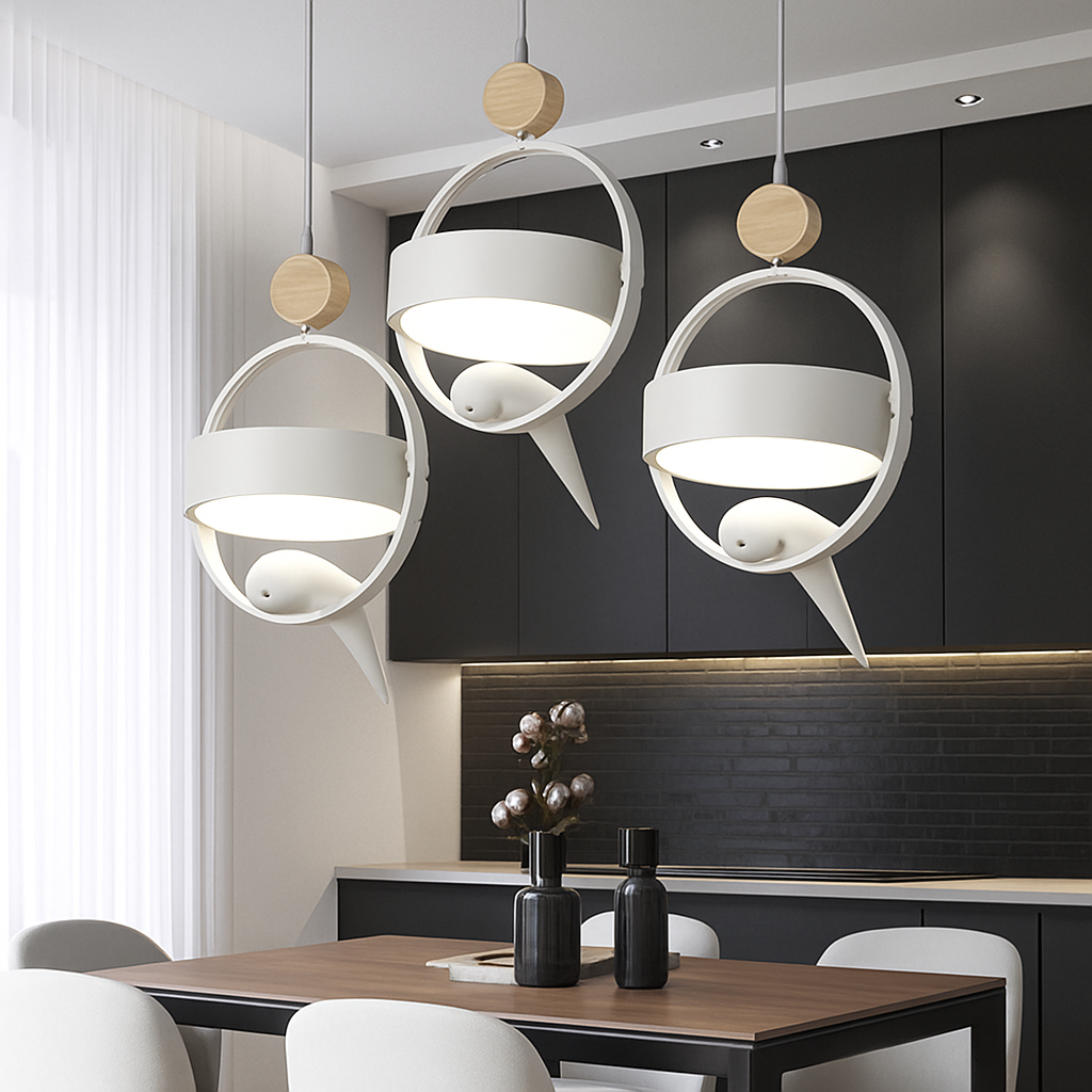 Suspension design LED avec petit oiseau suspendu Bessie - vue 3 sur 10