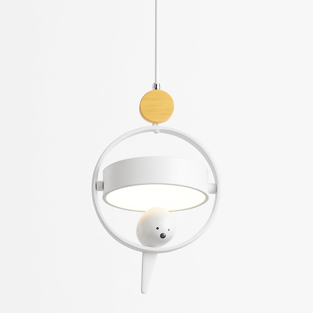 Suspension design LED avec petit oiseau suspendu Bessie