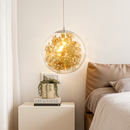 Suspension design LED boule en verre avec feuilles chromées intérieur
