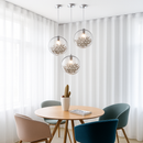 Suspension design LED boule en verre avec feuilles chromées intérieur
