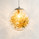 Suspension design LED boule en verre avec feuilles chromées intérieur