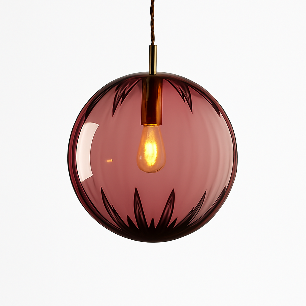 Suspension design à LED en boule de verre colorée - vue 11 sur 11